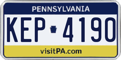 PA license plate KEP4190