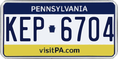 PA license plate KEP6704