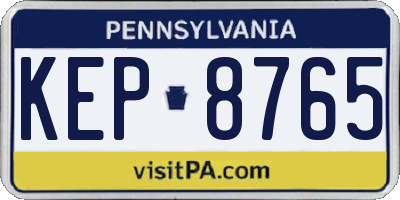 PA license plate KEP8765
