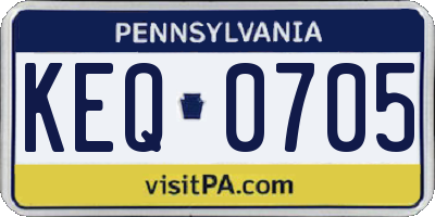 PA license plate KEQ0705