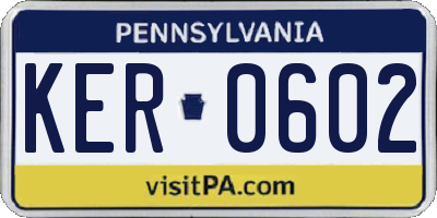 PA license plate KER0602