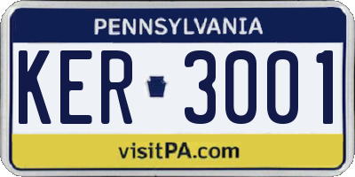 PA license plate KER3001
