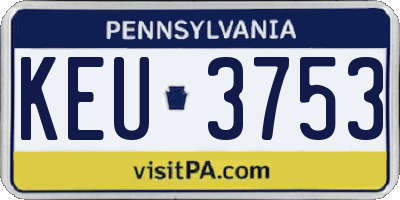 PA license plate KEU3753