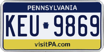 PA license plate KEU9869