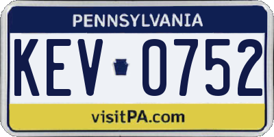 PA license plate KEV0752