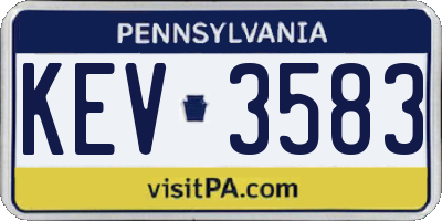 PA license plate KEV3583