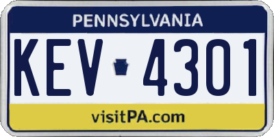 PA license plate KEV4301