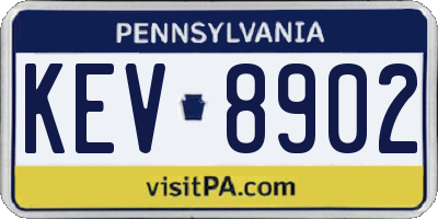 PA license plate KEV8902