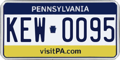 PA license plate KEW0095