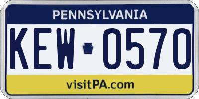 PA license plate KEW0570