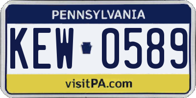 PA license plate KEW0589