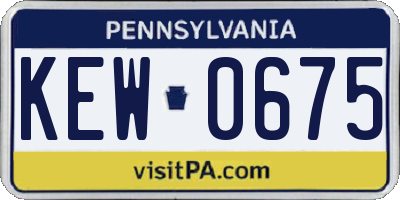 PA license plate KEW0675