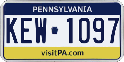 PA license plate KEW1097