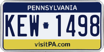 PA license plate KEW1498