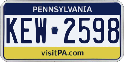 PA license plate KEW2598