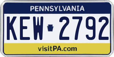 PA license plate KEW2792