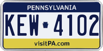 PA license plate KEW4102