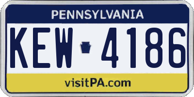 PA license plate KEW4186