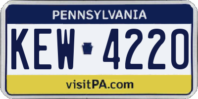 PA license plate KEW4220