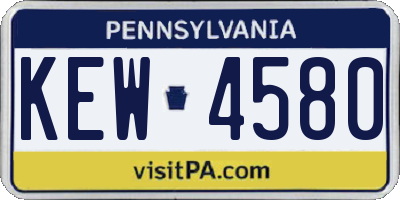 PA license plate KEW4580