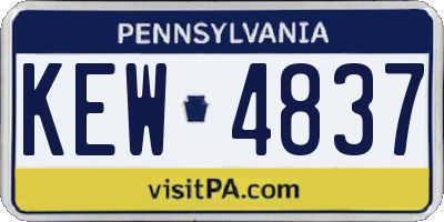 PA license plate KEW4837
