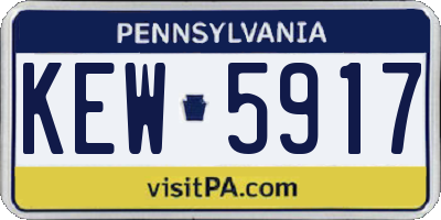 PA license plate KEW5917