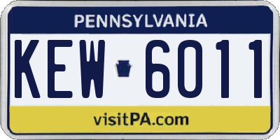 PA license plate KEW6011