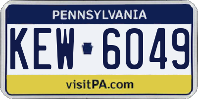 PA license plate KEW6049