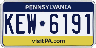 PA license plate KEW6191