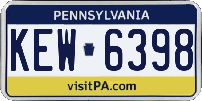 PA license plate KEW6398
