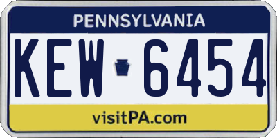 PA license plate KEW6454