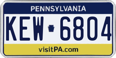 PA license plate KEW6804