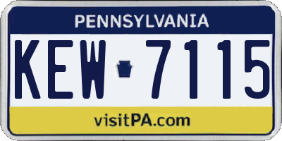 PA license plate KEW7115