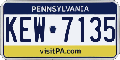 PA license plate KEW7135