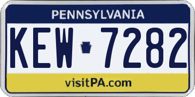 PA license plate KEW7282