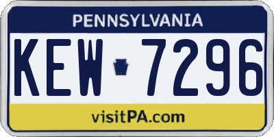 PA license plate KEW7296