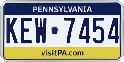 PA license plate KEW7454