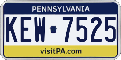 PA license plate KEW7525