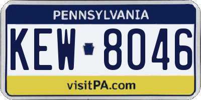 PA license plate KEW8046