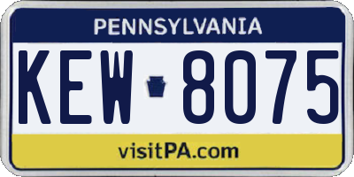 PA license plate KEW8075