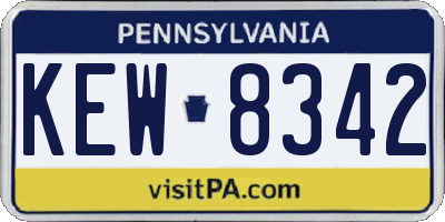PA license plate KEW8342