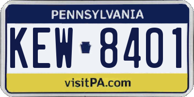PA license plate KEW8401