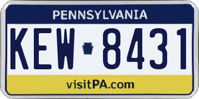 PA license plate KEW8431