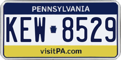 PA license plate KEW8529