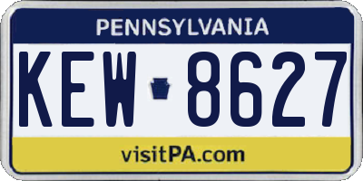 PA license plate KEW8627