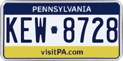 PA license plate KEW8728