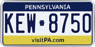 PA license plate KEW8750