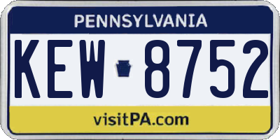 PA license plate KEW8752