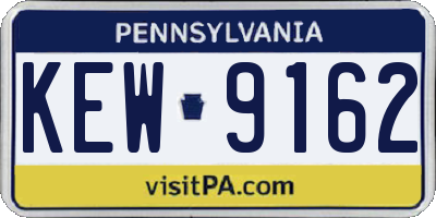PA license plate KEW9162