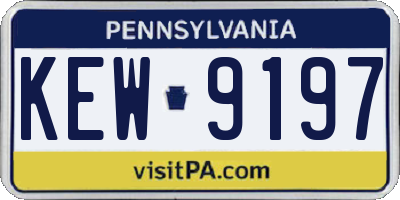 PA license plate KEW9197
